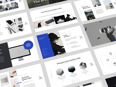 Raven Layouts agency bestseller brand creative creativemarket deck design keynote layout logo marketing minimal minimalistic modern portfolio presentation raven slide template typography