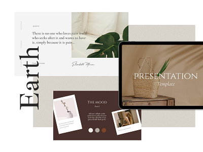 Earth Powerpoint Presentation brand clean creative market deck earthy handwritten font mockup mood moodboard neutral pastel pastel color powerpoint ppt ppt template presentation shadows slide social template