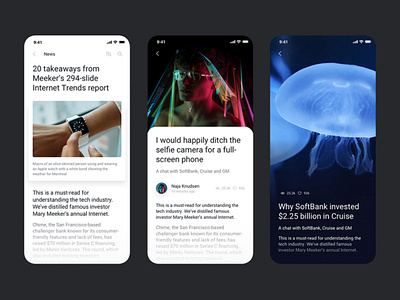 News IOS Screen 2d 36daysoftype 3d abstract mobile app mobile app design mobile ui news newsfeed ui ux