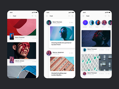 Feed IOS Screen 2d 36daysoftype 3d abstract feed screen mobile app mobile design mobile ui newsfeed ui ux