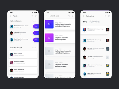 Activity Feed IOS Screen by VisibleGravity™ on Dribbble