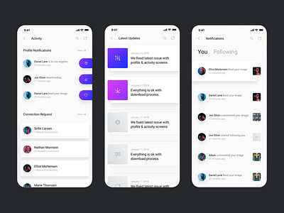 Activity Feed IOS Screen 2d 36daysoftype 3d abstract activity mobile app mobile app design mobile ui newsfeed ui ux