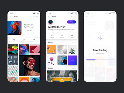 Photography/Profile IOS Screen 2d 36daysoftype 3d abstract download instagram mobile app mobile app design mobile ui photography app ui ux