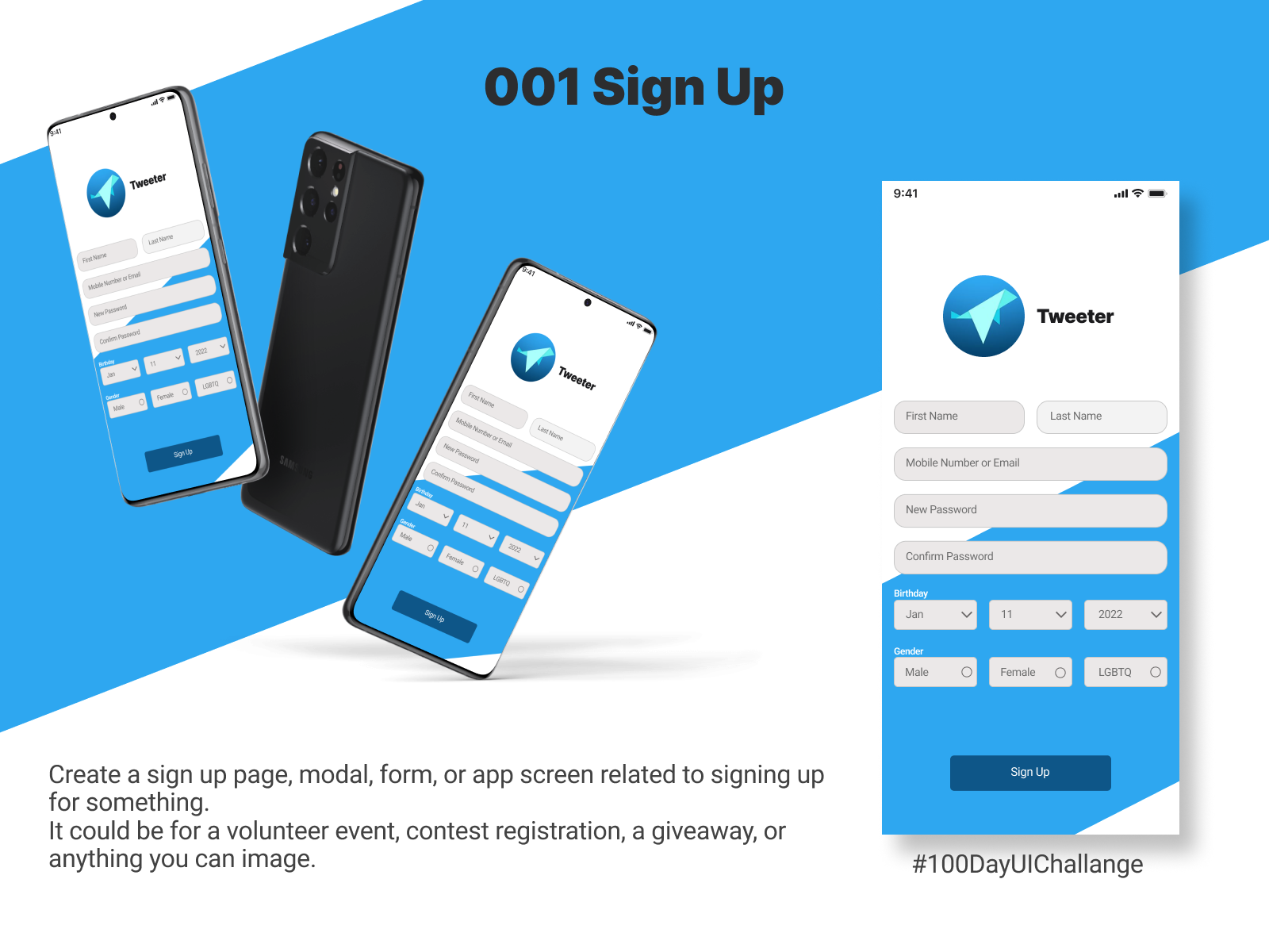 Sign Up - 100 Day UI Challenge by Harshit on Dribbble