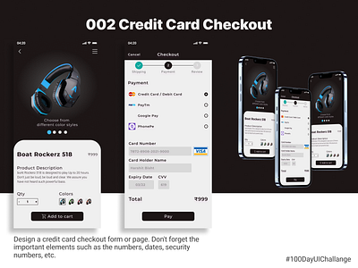 Credit Card Checkout - 100 Day UI Challenge 100dayuichallenge boat credit card checkout creditcardcheckout ui ui design ux ux design