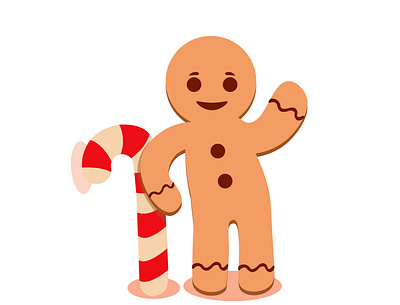 Gingerbread man waves his hand design icon illustration vector