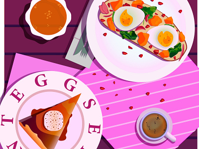 №7_breakfast breakfast eggselent food illustration skillbox vector