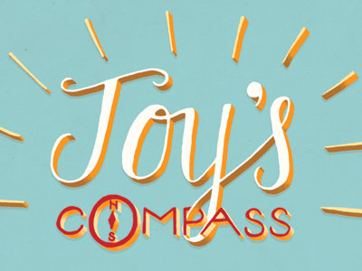 Joy's Compass blue compass hand drawn hand lettering happy joy joyful orange