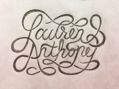 Lauren & Anthony ampersand sketch swash wedding invitation