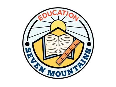 education blue book education icon mountains orange ruler sun