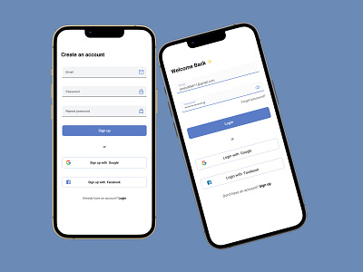 Sign up & Login app design application design login register sign up uiux