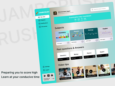 JambCrush app design application design edtech homepage ui uiux website