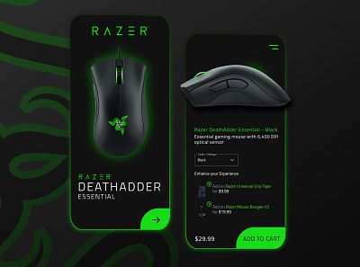 Razer - Concept Online Shop Mobile App UI adobe xd app app design application branding design essentials figma graphic design illustration logitech logo mobile razer shop sketch ui ux vector