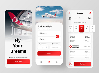 Turkish Airlines - Concept Mobile App UI airlines app application booking app branding design graphic design illustration logo mobile shop turkey turkish turkish airlines ui ux vector