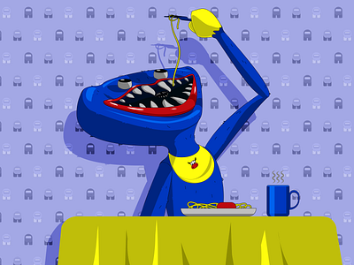 Haggy Waggy's tea-time character illustration vector