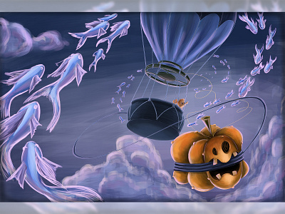 Where the Pumpkins may come. Editorial Design. balloon bitmap book branding book cover book illustration cartoon character design childrens illustration cover cover design craft book craft character craft cover cute editorial design fish illustration kids illustration photoshop pumpkins