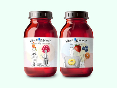 vitaFORMmin. Vitamins packaging. Character design.