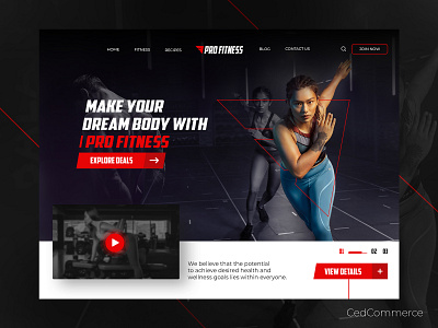 Fitness Website Design app banner design fitness wesite graphic design hero section ui