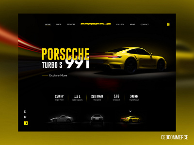 Porsche homepage hero layout