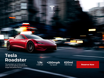 Tesla Roadster automobile banner design branding car design graphic design hero section roadster tesla