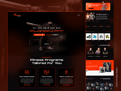 Fusion Fit gym landing page design concept branding fitness gym gym landing page gym website landing page ui webiste website ui
