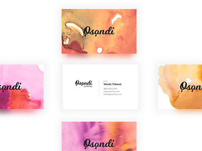 Osondi Cards color design logotype ochre pink print typography water watercolor yellow