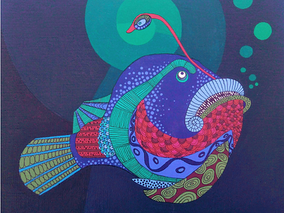 DEVILFISH acrylic acrylic painting canvas colourful devilfish fish fishing illustration ink ocean ornaments painting patterns sea
