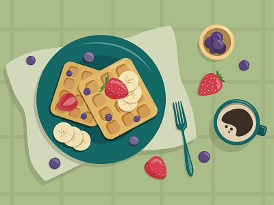 Breakfast breakfast food illustration vector waffles