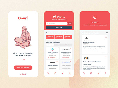 Oouni Recruitment iOS App Mockups app design figma prototype ui ux