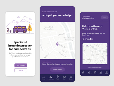 UI Design to track vehicle breakdown services