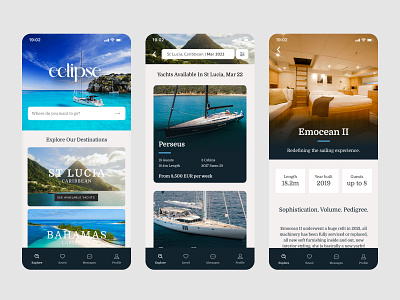 App design for luxury yacht charter company