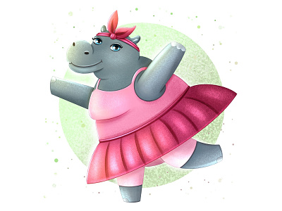 Hippo the ballerina animal animals drawing ballerina character character design design hippo illustration