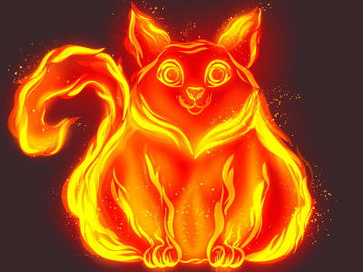 Fire cat cat character character design design fire illustration material material study texture