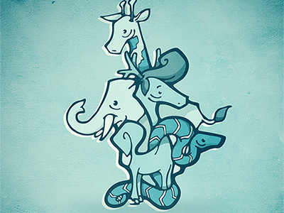 It's a jungle out there! blue cyan green illustration ilustración sic