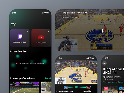 One Up - TV app basketball gaming ios landscape live mobile nba one up pause play portrait ps5 streaming tv twitch ux video xbox youtube