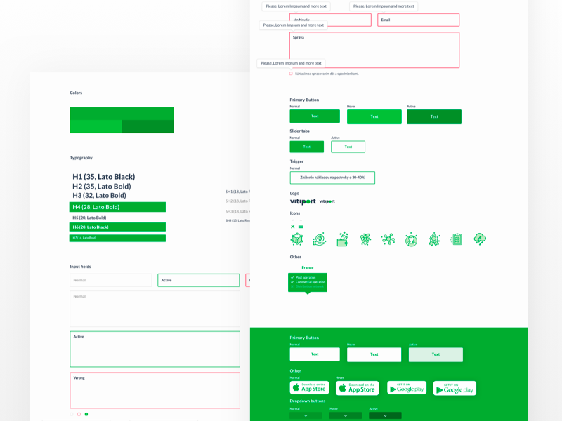 Vitiport - UI KIT favicon buttons statements colors input fields style sheet branding typography set icons ux ui kit