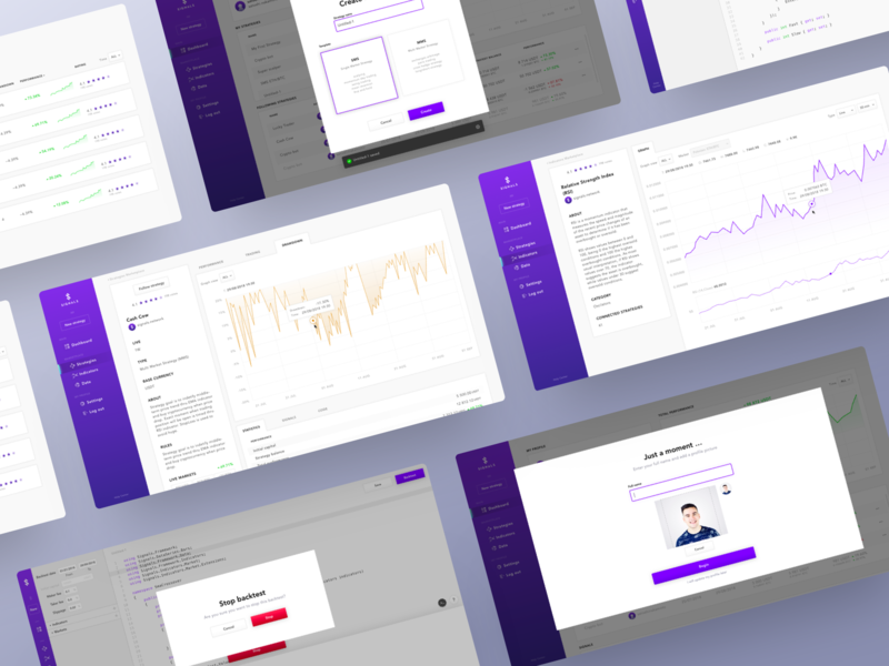 Signals - Other Screens algorithmic analytics backtest chart code editor crypto data diagram finance graph overview statistics stats trading web app