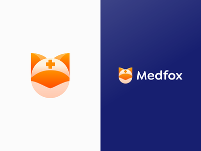 🦊 Medfox - Logo & App Icon alarm animal app app icon branding cross cute face fox head icon illustration logo medfox medicine orange pharmacy pill reminders symbol