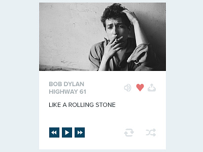 Flat Music Player bob dylan music player proxima nova ui ux widget