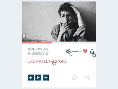 Music Player - On Hover bob dylan hover mode music player proxima nova ui ux widget