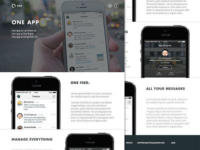 One - Landing Page app design flat icons iphone landing page logo simple ui ui design ux webdesign