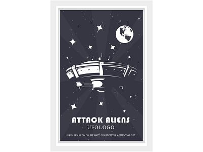ufo attack aliens attacks cartoon concept design earth extraterrestrial mind illustration logo newcomers plates space stranger strangers ufos