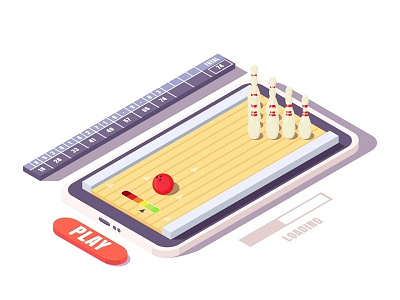 mobile bowling game 3d app bowling computer design game icon illustration menu mobile object pin play recreation screen sport symbol technology template vector