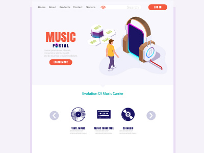 music low poly illustration landing page