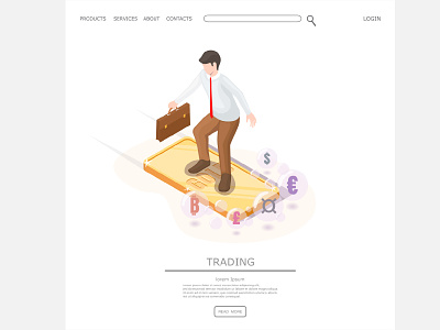 businessman invests in gold businessman invests in gold cartoon concept design gold illustration invests isometric low poly vector web