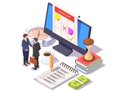 computer with calendar isometric