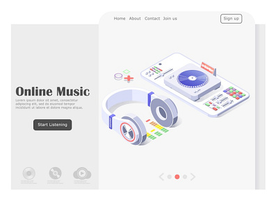 online music 3d branding cartoon concept design graphic design illustration isometric logo lowpoly vector web