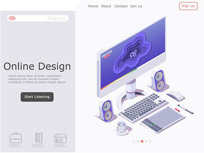Online Design 3d branding cartoon concept design graphic design illustration isometric logo vector web