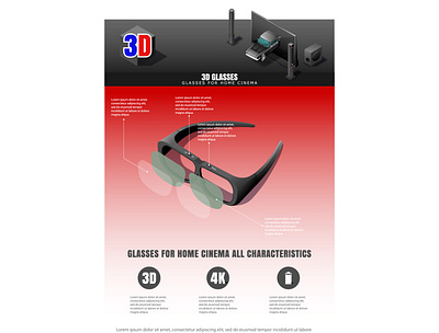 3d glasses for home cinema 3d 4k background cinema digital entertainment equipment glass glasses graphic design home illustration isolated lowpoly player speaker system technology theater vectorart