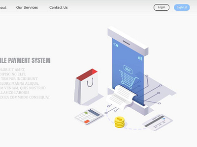 vector illustration concept of online mobile payment system app bill billing concept digital electron financial icon illustration isometric mobile money online paper pay payment phone system transaction vector